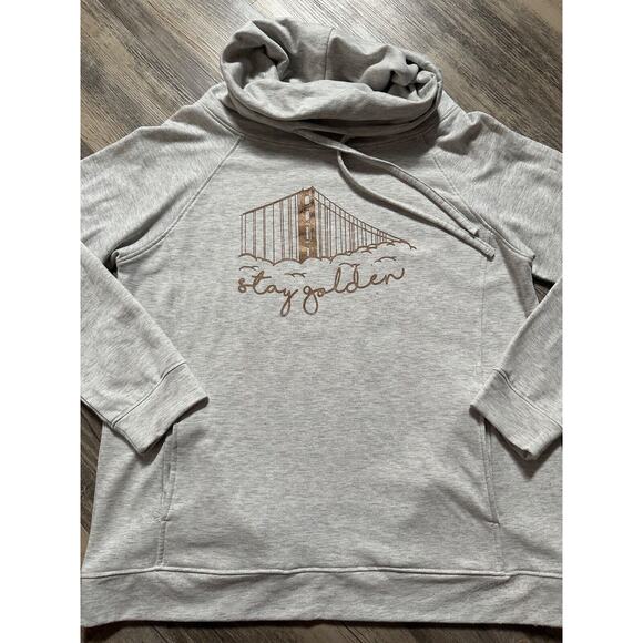 Heatlast Stay Golden Golden Gate Bridge San Francisco Cowl Neck Sweatshirt Large - Picture 2 of 8